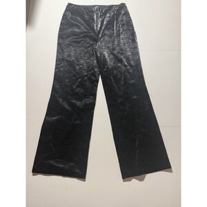 Asos Womens Black Metallic Crocodile Print Wide Leg Pants  Glam Size 14  NWOT